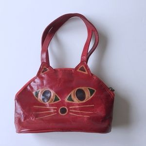 Red Leather Kitty Purse